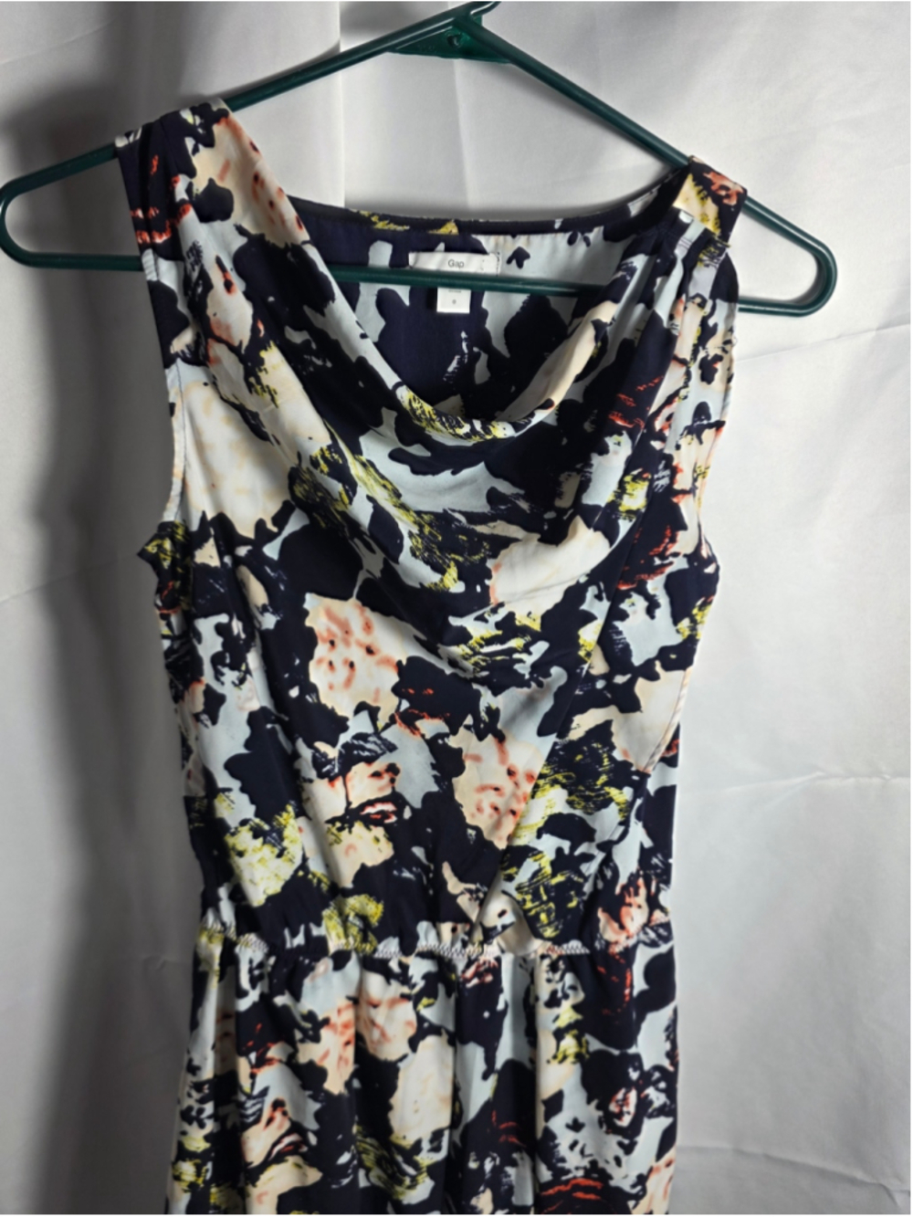 Women's Gap Mini Dress Size 0 Black White Floral Sleeveless EUC boho-chic cute